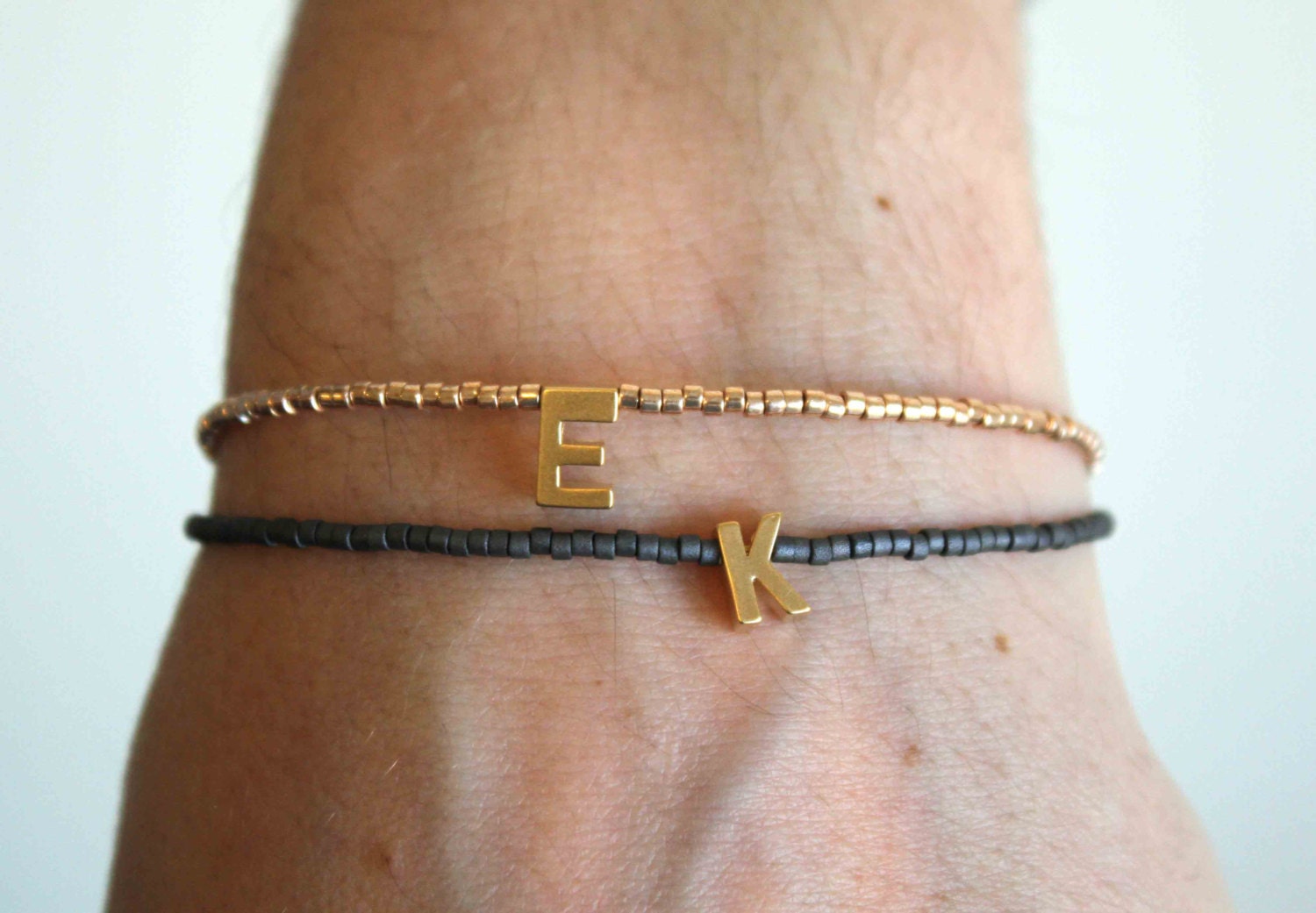 Tiny Gold Letter Bracelet Personalized Friendship Bracelet 