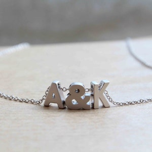 2 Initial Necklace, Gold Plated name necklace, Two letter pendant, Ampersand sign, Personalized necklace, Alphabet necklace