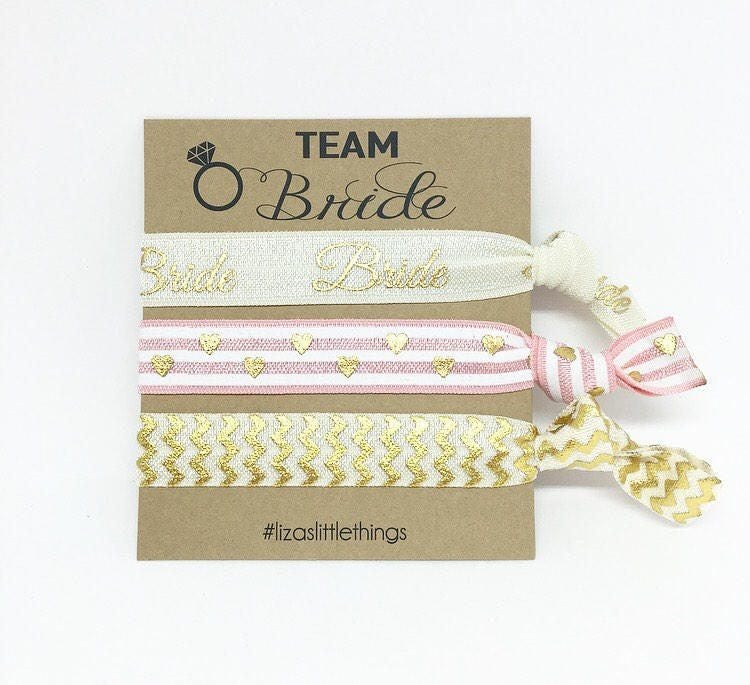 Bridal hair ties, Elastic wedding gifts, Personalized bridal gift, Bachelorette party hair ties gift, Bachelorette party favor