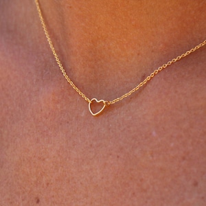 Little Heart necklace, Minimalist necklace, Gold plated heart necklace, Chain Necklace, Layered necklace