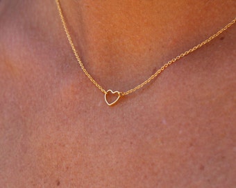 Little Heart necklace, Minimalist necklace, Gold plated heart necklace, Chain Necklace, Layered necklace