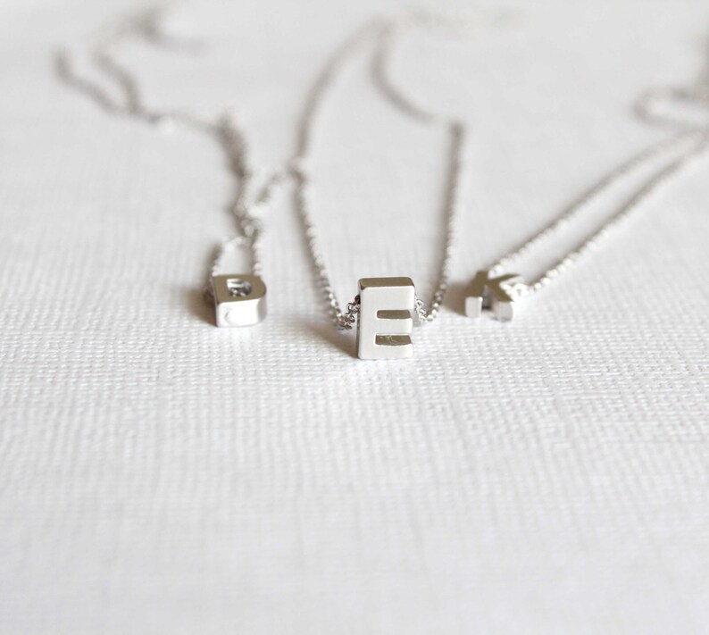 Silver Initial Necklace Letter Necklace Personalized Etsy