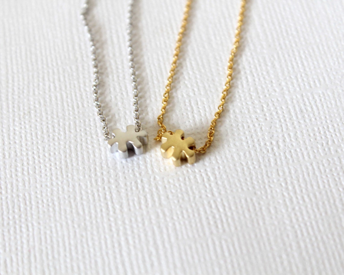 Puzzle Necklace Dainty Charm Necklace Tiny Puzzle Charm Etsy