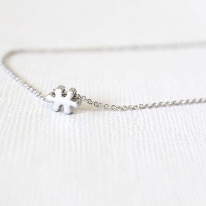 Puzzle piece necklace, Puzzle minimalist necklace, Puzzle Jewelry, Wedding puzzle pendant, Jigsaw necklace, Silver Dainty Necklace