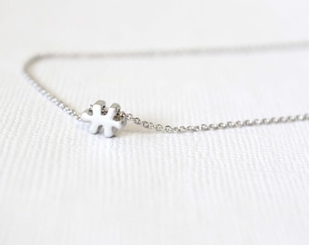 Puzzle piece necklace, Puzzle minimalist necklace, Puzzle Jewelry, Wedding puzzle pendant, Jigsaw necklace, Silver Dainty Necklace