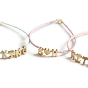Initial Name Bracelet, Tiny Letter Bracelet, Delicate Monogram beaded bracelet, Personalised Bracelet, Initial Jewelry, Gold letter bracelet