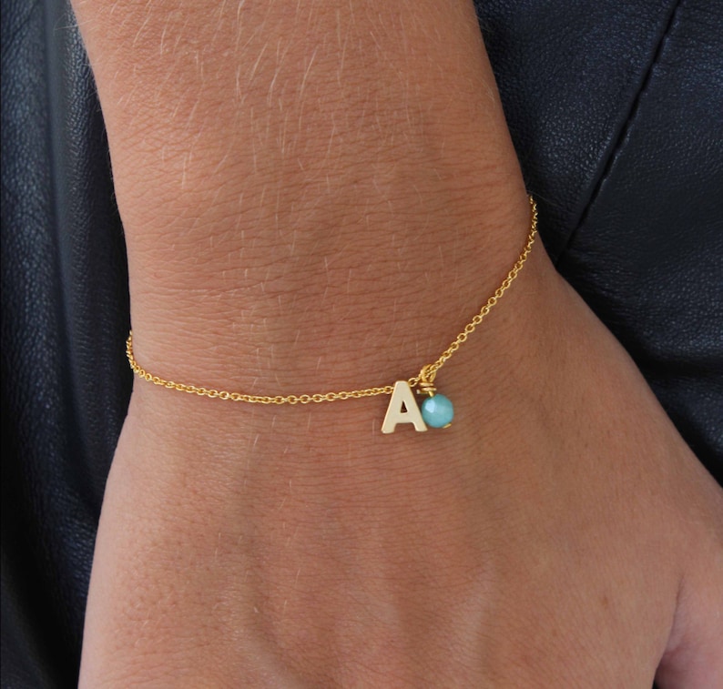 Tiny Initial Bracelet Gold Letter Bracelet Monogram Etsy