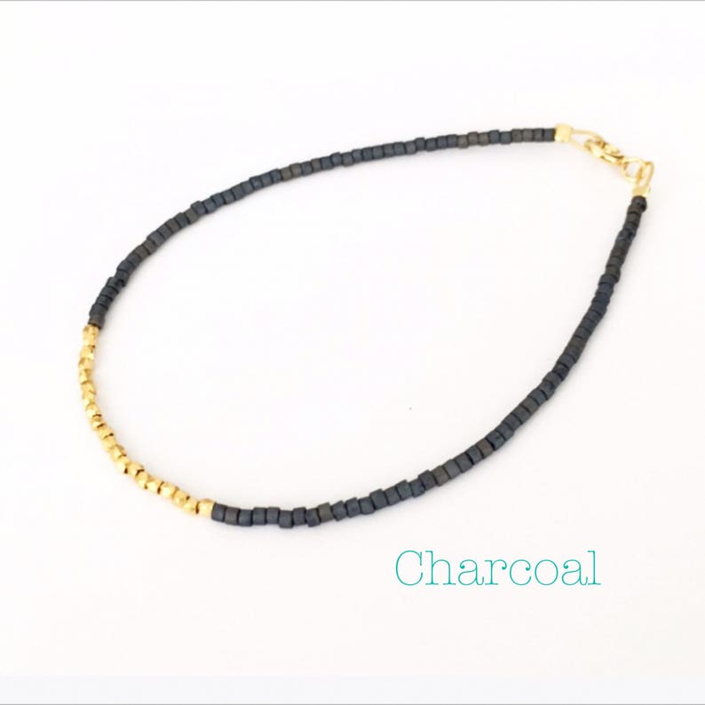 Gold Beaded Bracelet Grey and Gold Bracelet Fall Colours Etsy Israel