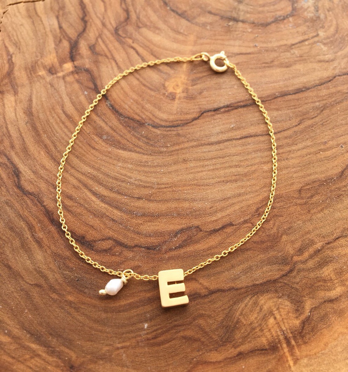 Gold Letter Bracelet Initial Bracelet Bridesmaids Gift Etsy