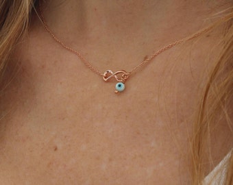 Dainty Infinity Necklace, Chain infinity necklace, Evil eye necklace, Rose gold necklace, Minimalist necklace, Valentines day Gift