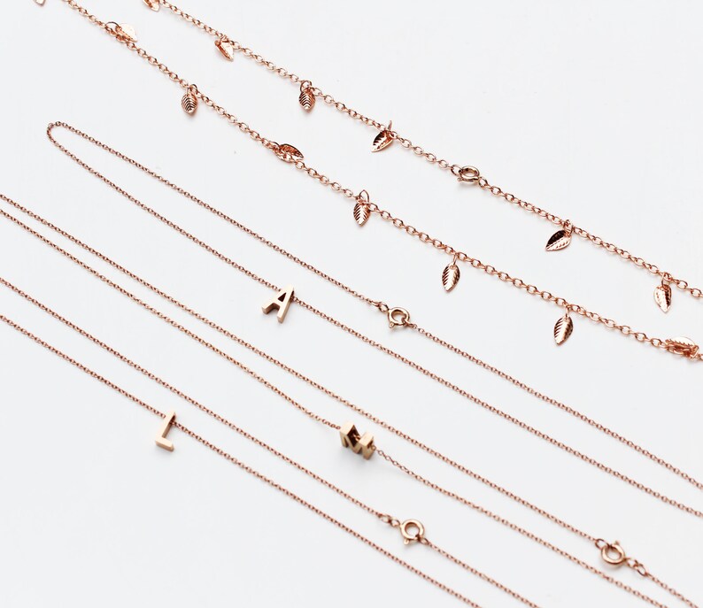 Rose Gold Initial Necklace , Stainless Steel Letter Necklace , Layering Monogram Necklaces , Minimalist Necklace image 9