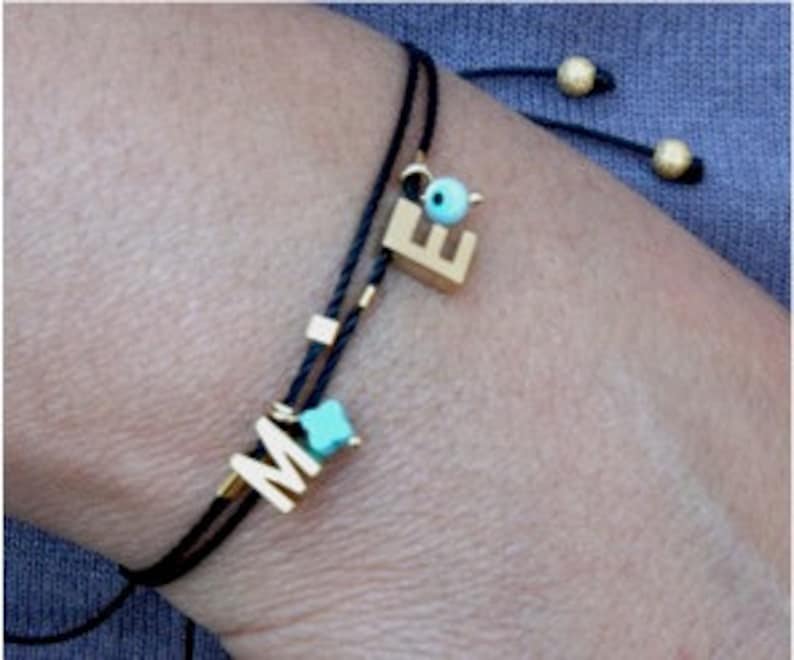 Tiny Gold Letter Friendship Bracelet 14k Matt Gold Plated Etsy