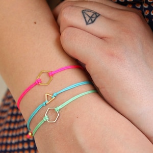 Geometric friendship bracelet, Summer triangle bracelet, Minimalist neon bracelet, Geometric shape adjustable bracelets