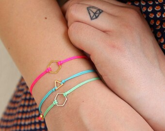 Geometrisches Freundschaftsarmband, Sommer Dreieck Armband, Minimalistisches Neon Armband, Geometrische Form verstellbare Armbänder