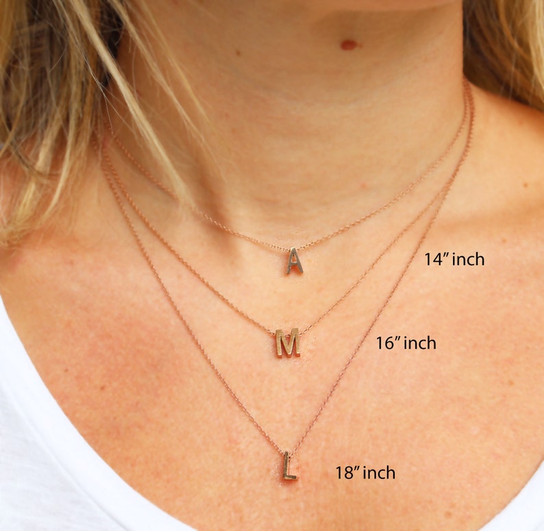 Rose Gold Initial Necklace , Stainless Steel Letter Necklace , Layering Monogram Necklaces , Minimalist Necklace image 6