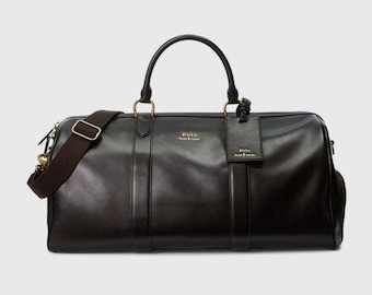 Polo Ralph Lauren Gladde Lederen Reistas – Bruine Weekendtas met Verstelbare Schouderband