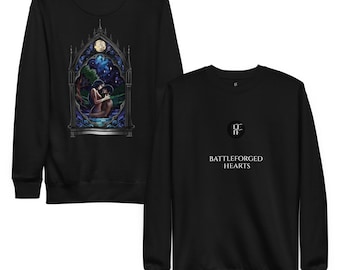 Sweatshirt mit Cover-Motiv zum Buch „Die Geschichte zweier Flammen“, Fantasy-Buch-Merchandise, Bio-Baumwolle, Unisex