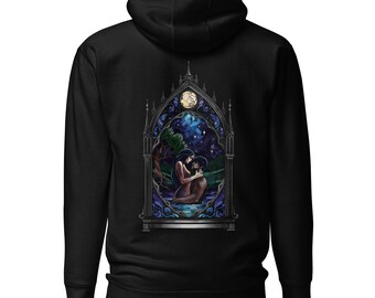 Hoodie mit Cover-Artwork zum Buch „Die Geschichte zweier Flammen“, Fantasy-Buch-Merchandise, Bio-Baumwolle, Unisex