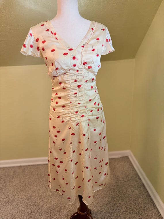 Moda International Victoria’s Secret Vintage 1990’s 100% Silk Ruched Poppy Midi Dress Size 6
