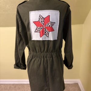 One-of-a-Kind Upcycled Stash Style 1993 Dutch Military Jacket with Vintage Quilt Star Patch