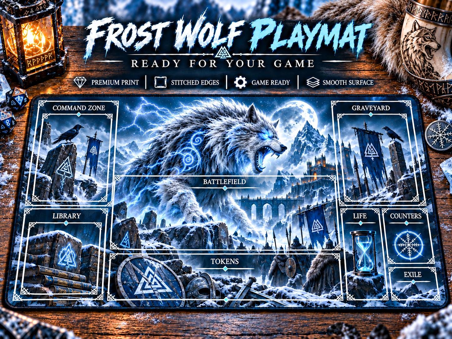 Mtg Play Mat Wolf - Etsy