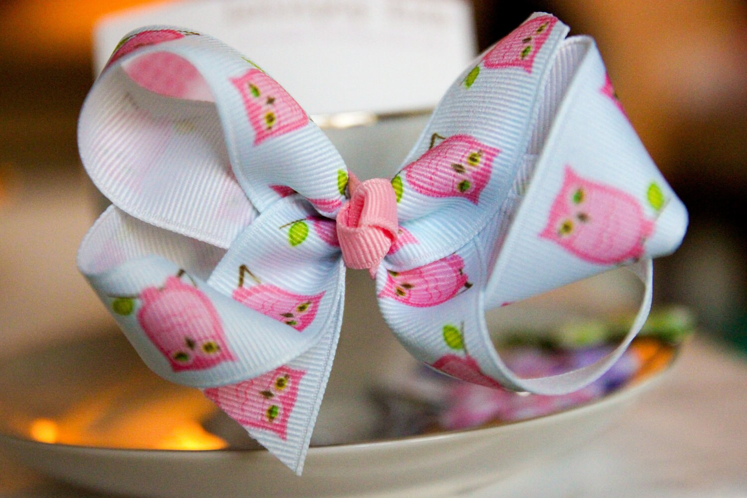 Single Pink and Blue Owl Hair Bow Kids Hair Bow Girls Hair Bow Etsy