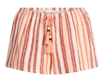 Cotton Pull On Shorts Women, High Waist Lounge Shorts, Drawstring Summer Shorts, Soft Cotton Boho Shorts, Casual Elastic Waist Shorts