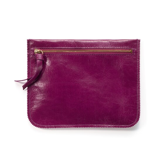 Items similar to Magenta purple leather pouch, women leather wallet