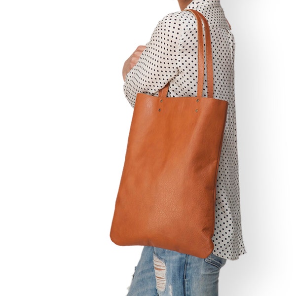 Brown Leather tote, soft leather purse, women leather bag