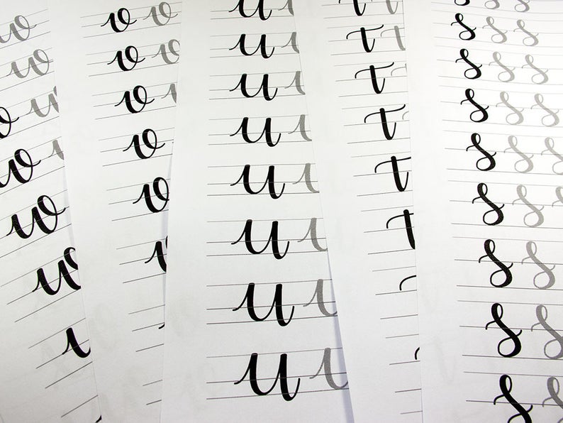 Brush Lettering Practice Sheets Uppercase Alphabet Etsy
