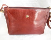 Items similar to Vintage Etienne Aigner handbag purse leather burgundy ...