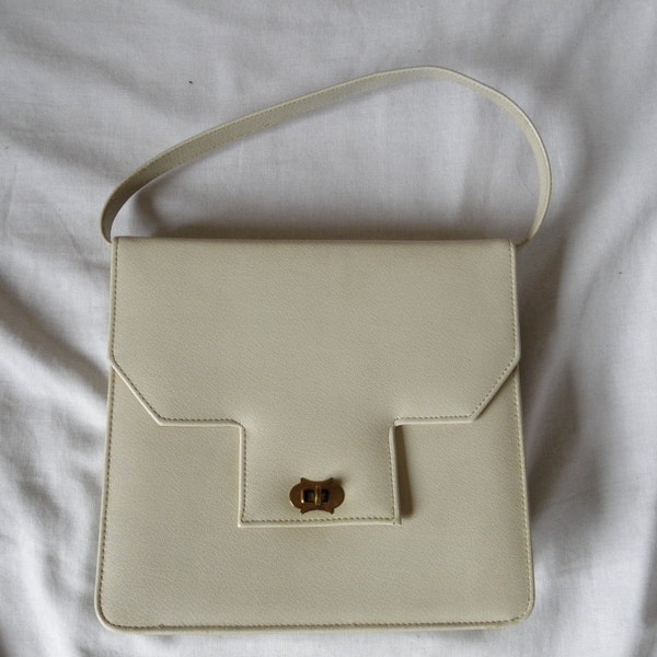 Vintage 1950s ivory Mad Men style handbag