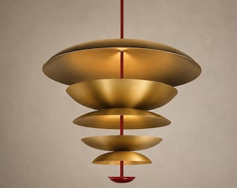 Modern Brass Pendant Light Layered Dining Room Chandelier