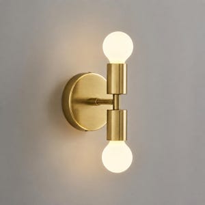 Aplique de pared moderno de latón, luz de tocador con iluminación hacia arriba y hacia abajo, luminaria para dormitorio y baño.