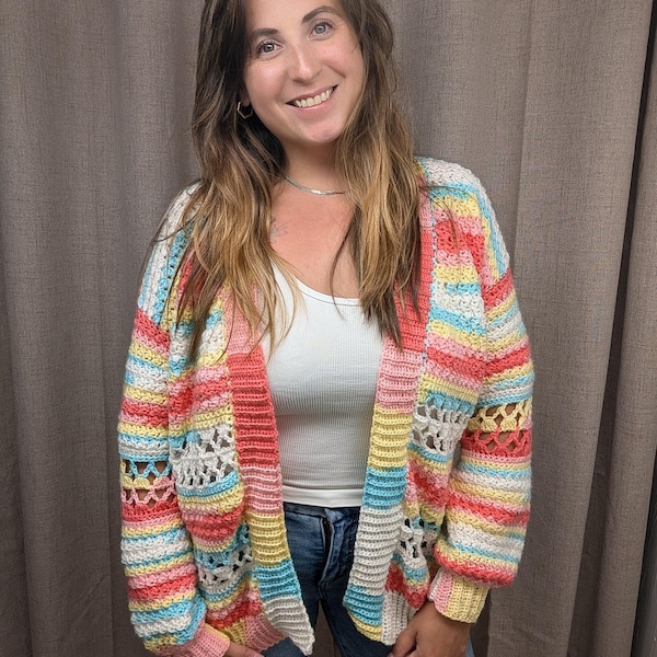 Hooked & Blooming Tunic Cardigan Crochet Pattern PDF | Textured Lace Cardigan | Women's Crochet Sweater Pattern | Digital Download