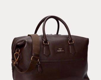 Polo Ralph Lauren Weekender, Brown Duffel Travel Bag, Men’s Overnight Bag, Designer Gift for Him