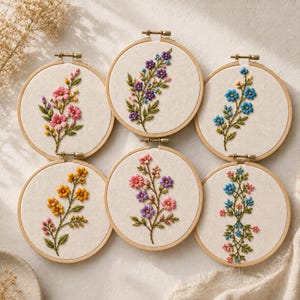 Floral Hand Embroidery Pattern, 101 Botanical Flower Designs, Wildflower Stems, Floral Motifs, Beginner PDF Pattern, Easy PDF Downloads