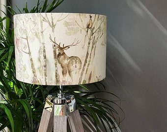 Voyage Maison drum lampshade Enchanted Forest woodland stag deer pheasant fox rabbit pattern handmade country lamp shade 15 to 45cm