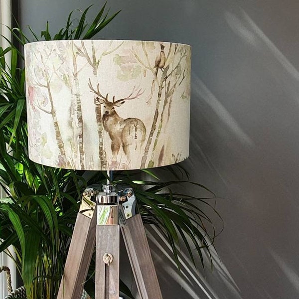 Voyage Maison drum lampshade Enchanted Forest woodland stag deer pheasant fox rabbit pattern handmade country lamp shade 15 to 45cm