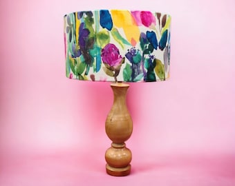 Bluebellgray PETITE MODE contemporary modern colourful floral watercolour fabric handmade drum lampshade 15cm - 30cm