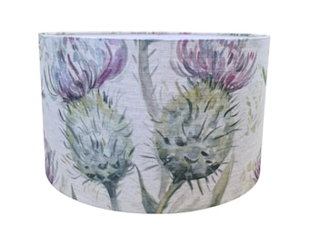 Voyage Maison THISTLE GLEN spring pink purple blue floral fabric country handmade drum lampshade 15cm to 30cm