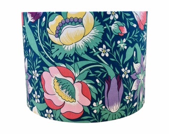 Drum lampshade in Liberty Arts Nesfield green floral botanical vintage fabric handmade 15cm to 40cm Limited Edition