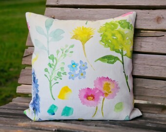 Bluebellgray TETBURY spring floral contemporary fabric handmade pillow cushion cover watercolour design - square