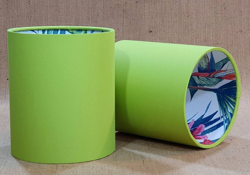 Tropical floral lime green silhouette drum lamp shade Etsy