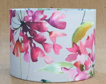 Voyage Maison floral lampshade, handmade Clovelly raspberry drum lampshade, grey lampshade, pink lamp, table lampshade, ceiling  15cm - 30cm