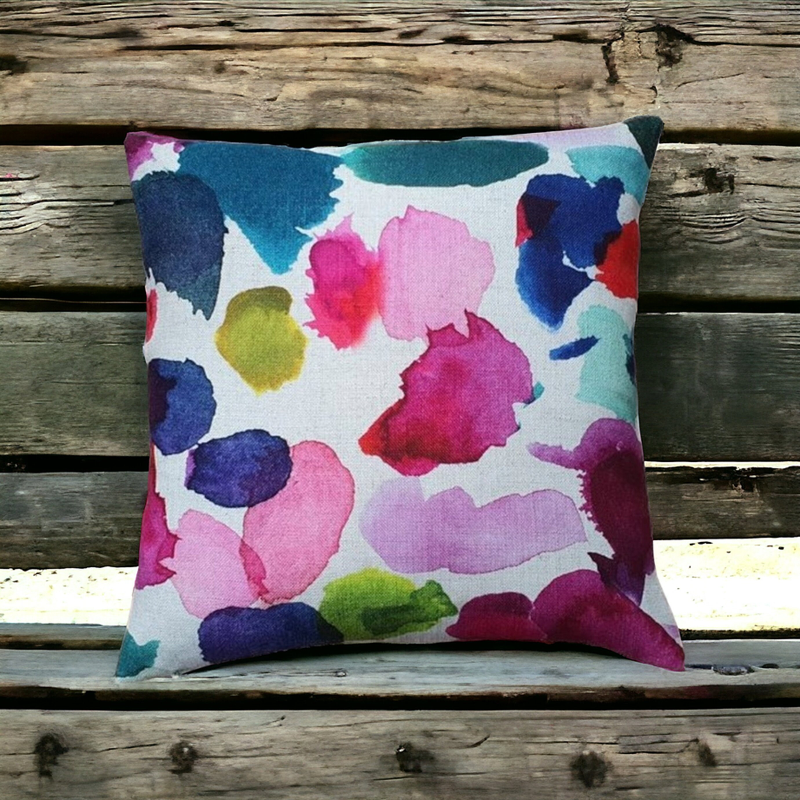 Bluebellgray ABSTRACT Funky Cushion Cover in Colourful Watercolour Design Contemporary Fabric Pillow Cushion Handmade Etsy Canada