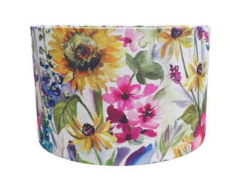 SUNFLOWER Voyage linen floral fabric handmade drum lampshade 15cm to 30cm