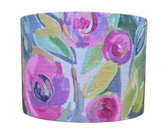 Voyage Maison MELOLO PEONY drum lampshade pink floral spring summer pink purple green colourful fabric 15cm - 40cm