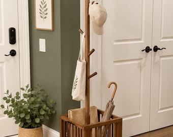 Kids Wooden Deer Coat Rack | Adjustable Rolling Garment Organizer