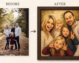 Custom Family Caricature Portrait | Hand Drawn Cartoon from Photo (Digital Download)